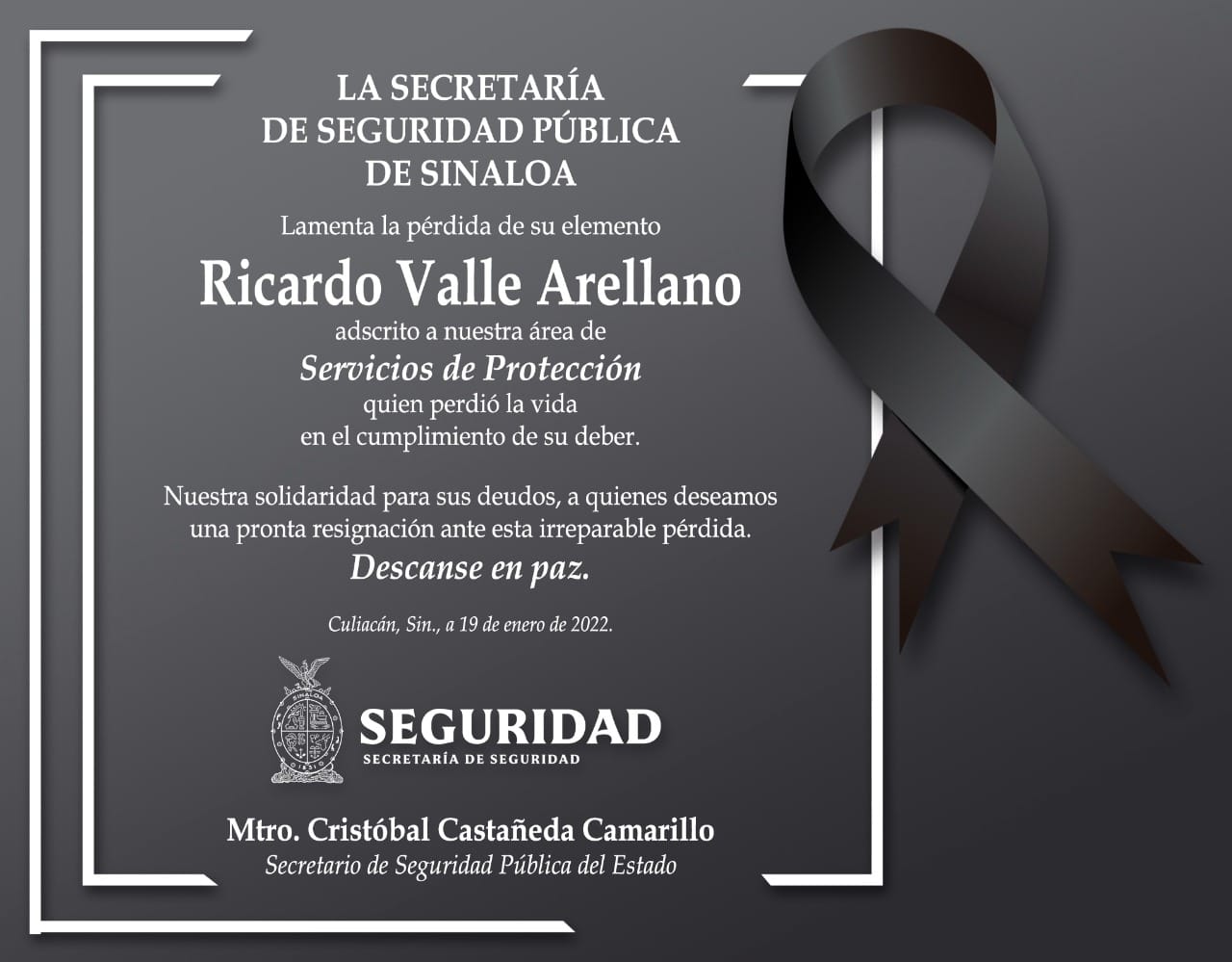Lamenta SSPE muerte de Ricardo Valle, el agente que fue herido cuando intentó frustrar un asalto bancario