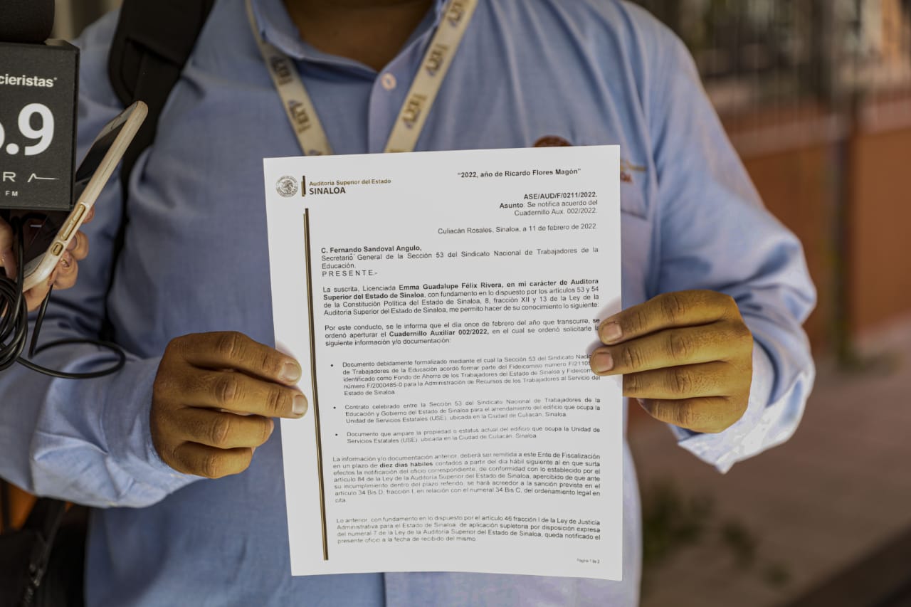 Notifica ASE al SNTE 53 sobre la auditoría que se realizará al fideicomiso