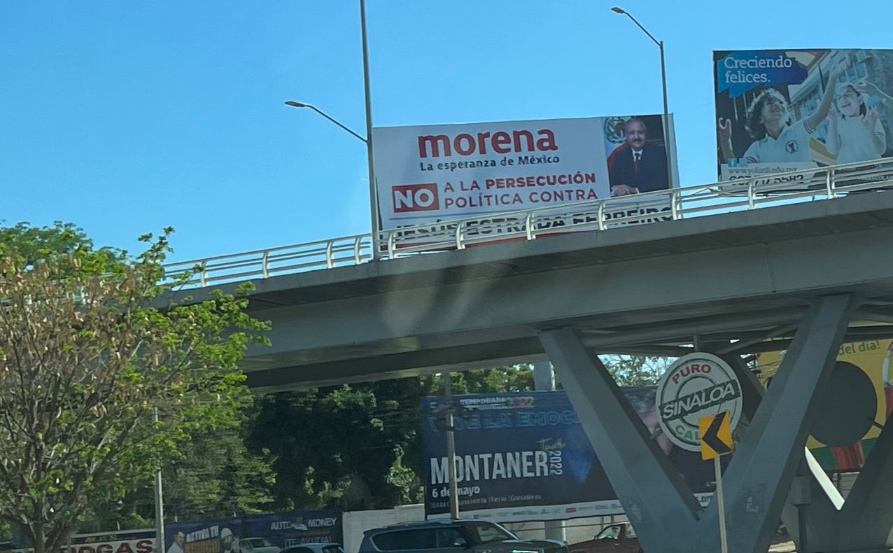 ‘No a la persecución política’; aparecen lonas con muestras de apoyo a Estrada Ferreiro en Culiacán