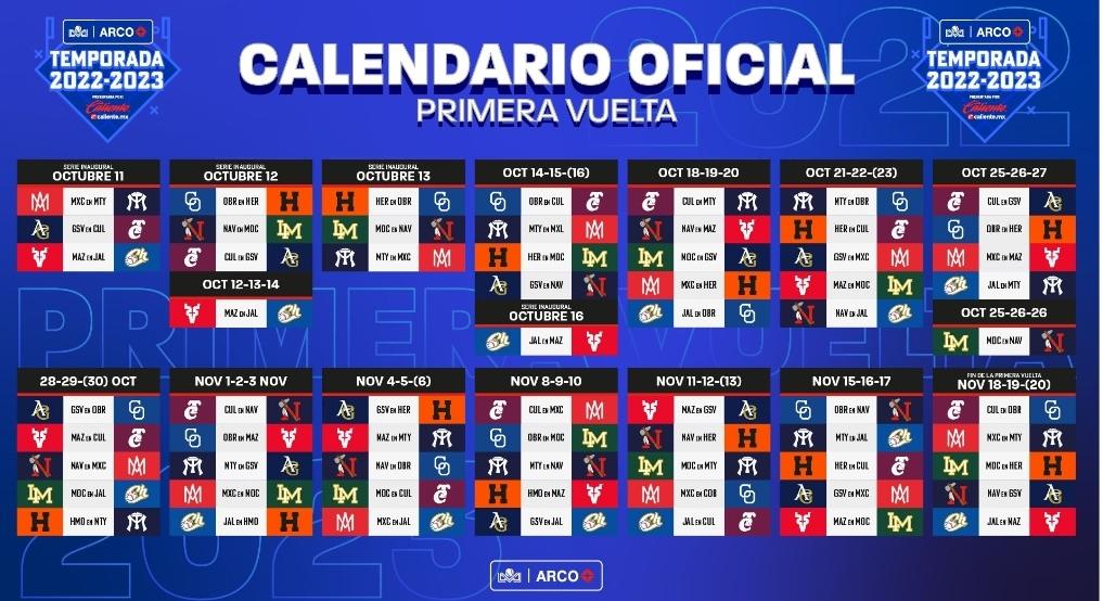 Ya hay calendario oficial de la Liga  ARCO Mexicana del Pacífico