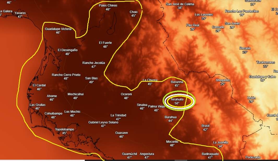 Histórico: Registra Terahuito, Guasave sensación térmica de 50 grados