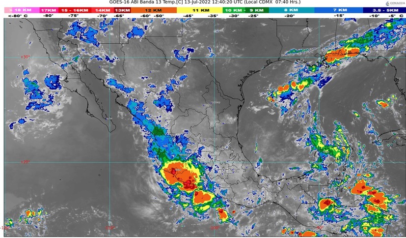 Lluvias puntuales muy fuertes, de entre 50 y 75 milímetros, podrían presentarse hoy en algunas zonas de Sinaloa