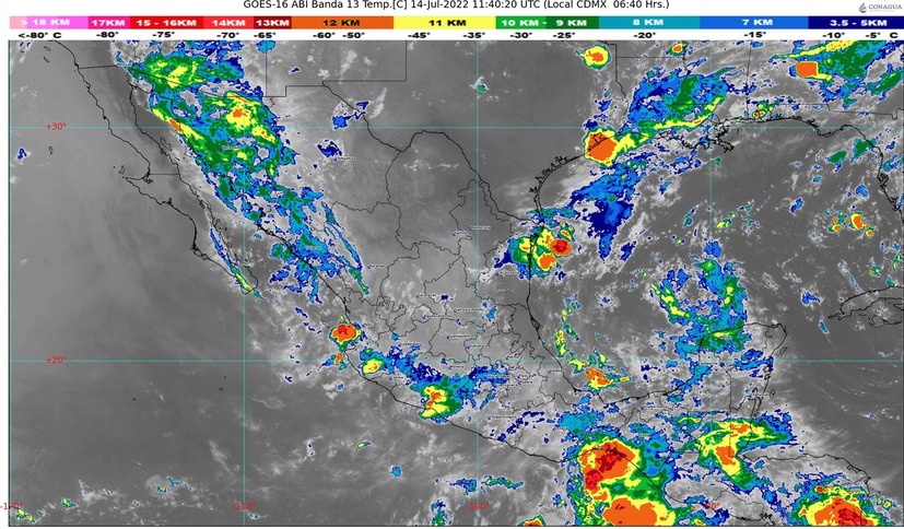 Chubascos con lluvias puntuales fuertes de entre 25 y 50 milímetros se esperan hoy para algunas zonas de Sinaloa