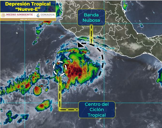 Depresión tropical nueve-e se forma en el Pacífico; se espera que unas horas se intensifique