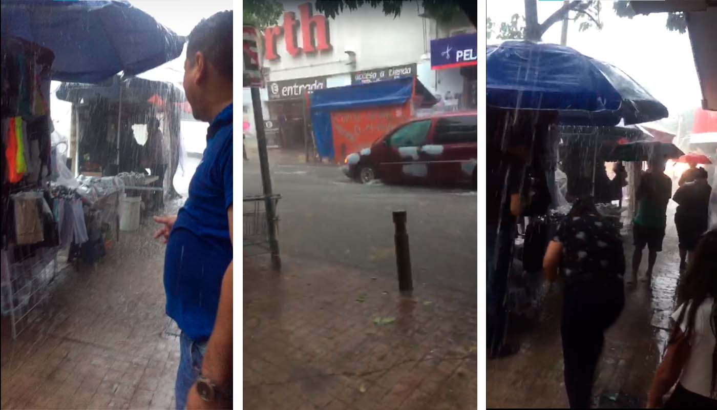 Vídeo| Lluvia sorprendió a vendedores ambulantes, ocasionado pérdidas de miles de pesos