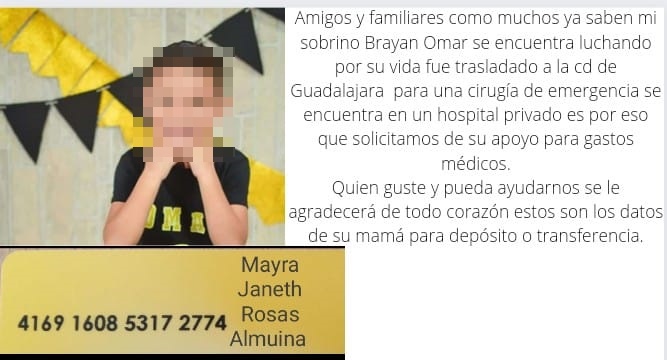 Brayan Omar de 8 años fue operado de emergencia de un tumor cerebral, hoy su familia está endeudada
