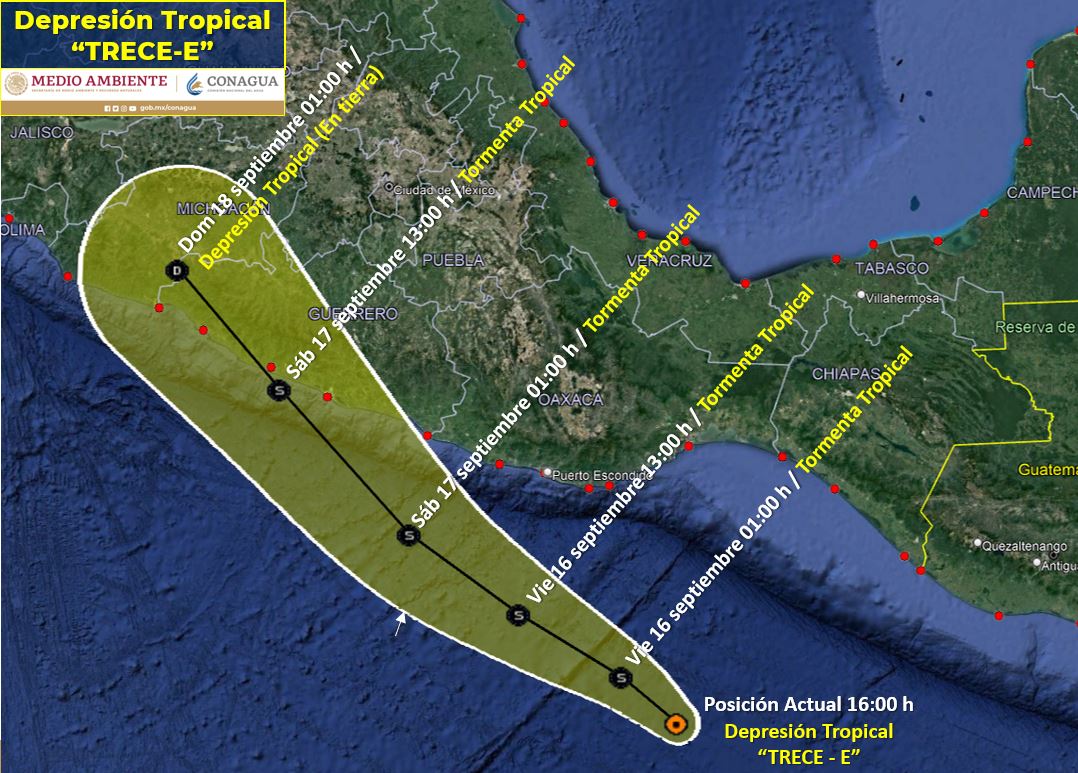 Clima | Se forma la Depresión Tropical “TRECE-E”; este viernes podría intensificarse a Tormenta Tropical “Lester”
