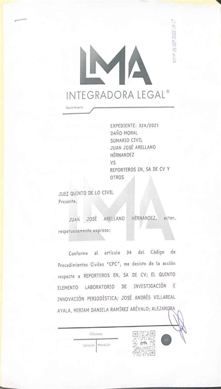 Grupo ARHE retira de manera oficial demanda contra Río Doce y Quinto Elemento