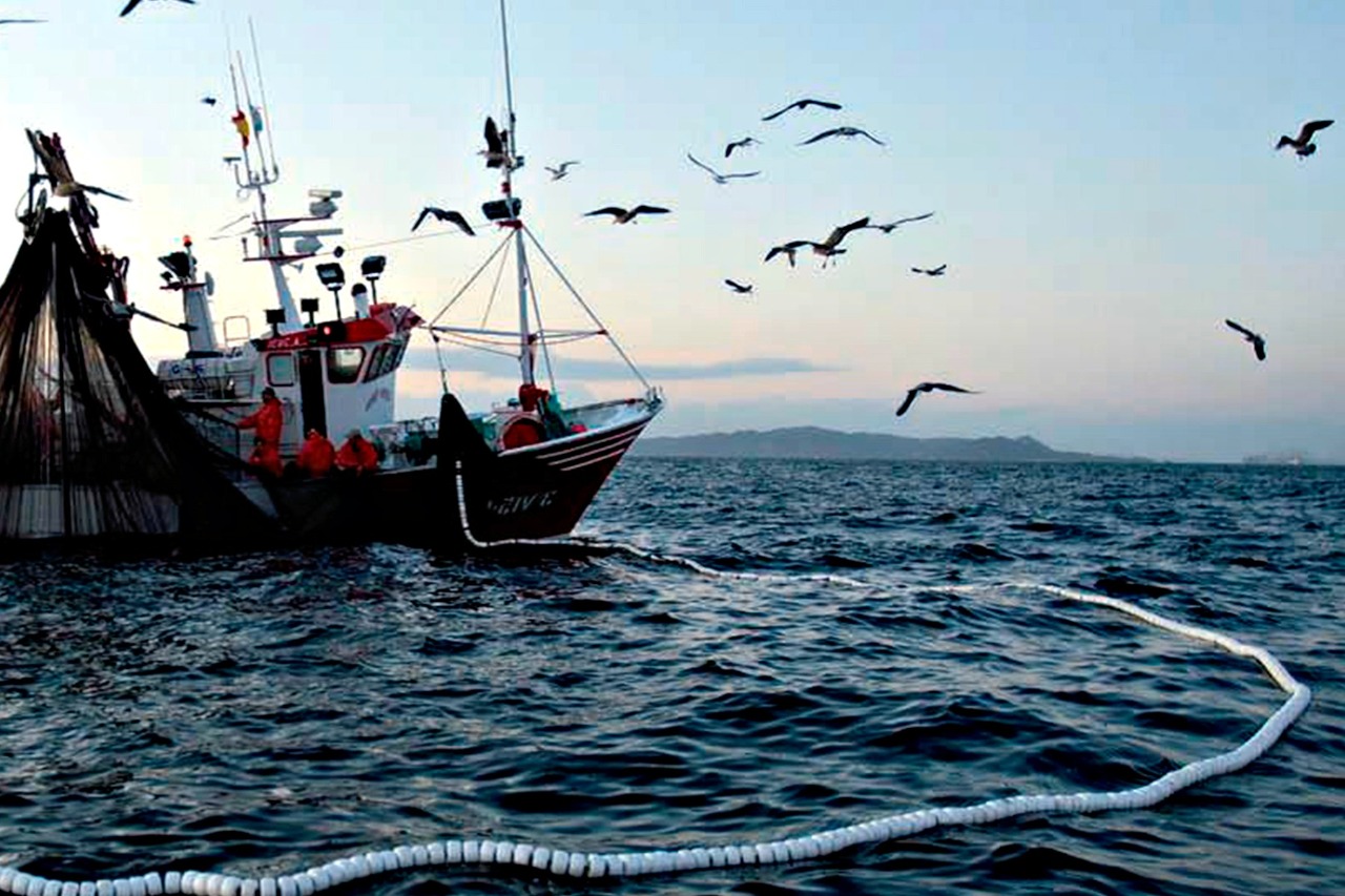 Pescadores en altamar. Foto temática
