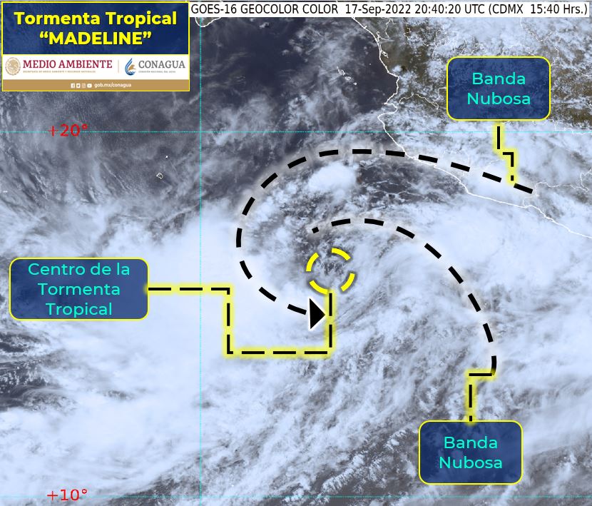 Clima: Se forma la Tormenta Tropical ‘Madeline’ en el Pacífico, se ubica al sur-suroeste de Colima