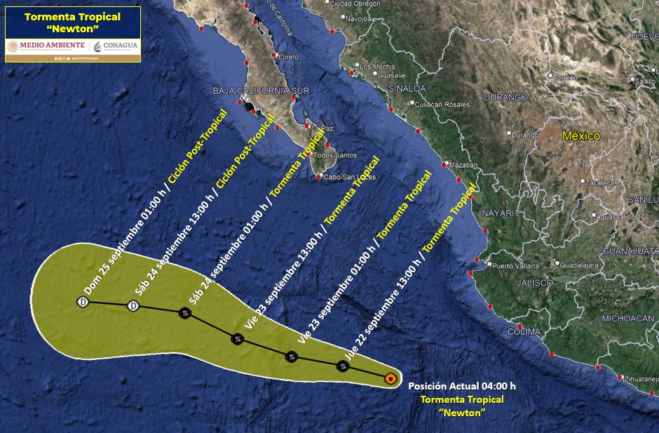 Se forma la tormenta tropical ‘Newton’ frente a Jalisco, pero no ingresará al país; se esperan lluvias en Sinaloa