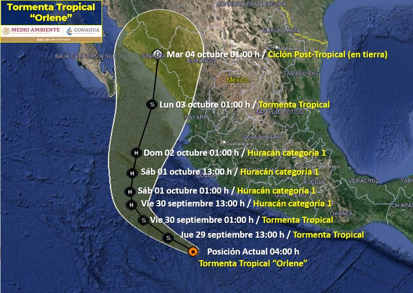 Se forma la tormenta tropical ‘Orlene’; se perfila para que impacte Sinaloa entre el lunes y martes próximo