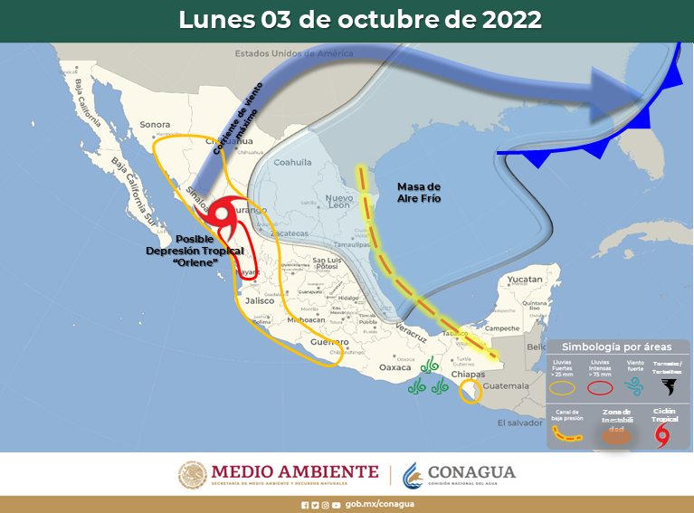 ‘Orlene’ entraría por el sur a Sinaloa; hoy se esperan lluvias, pero no por la tormenta