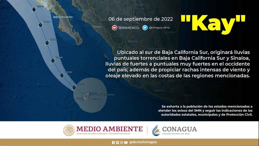 Sinaloa se mantiene en alerta azul este martes ante el paso del huracán ‘Kay’