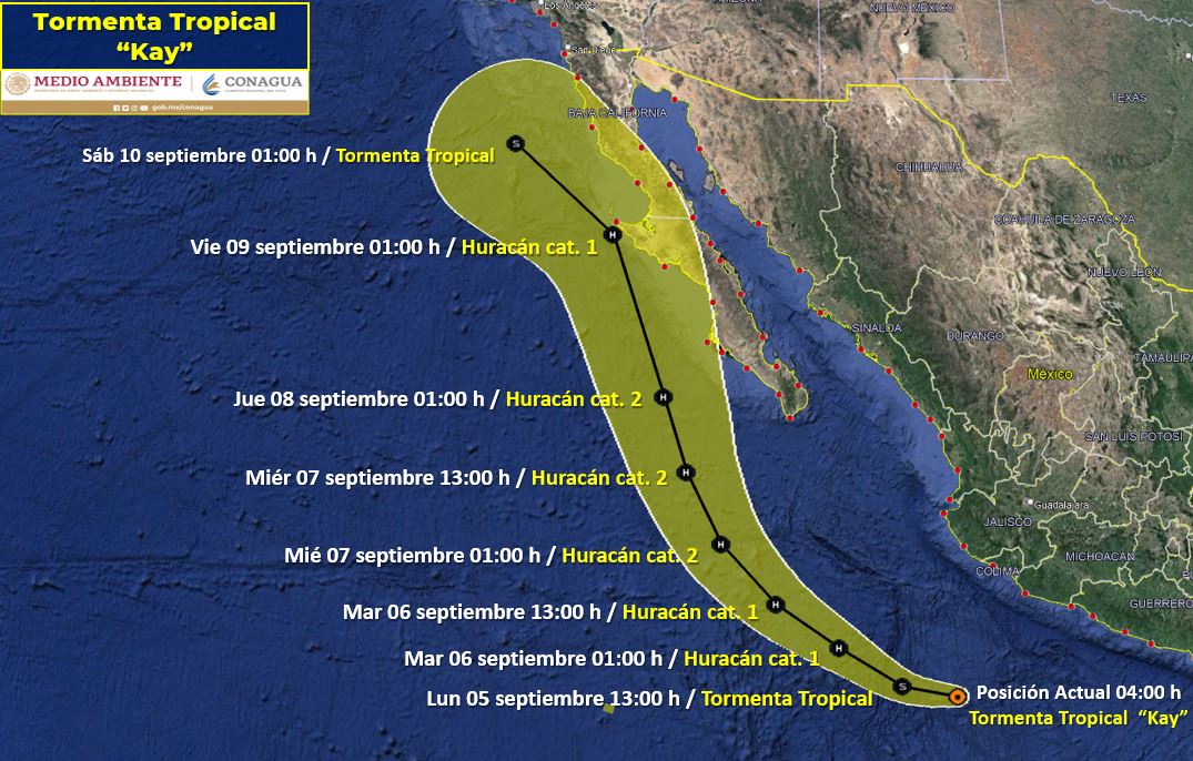 La tormenta tropical ‘Kay’ se ubica al suroeste de Michoacán; dejará lluvias puntuales intensas sobre Sinaloa