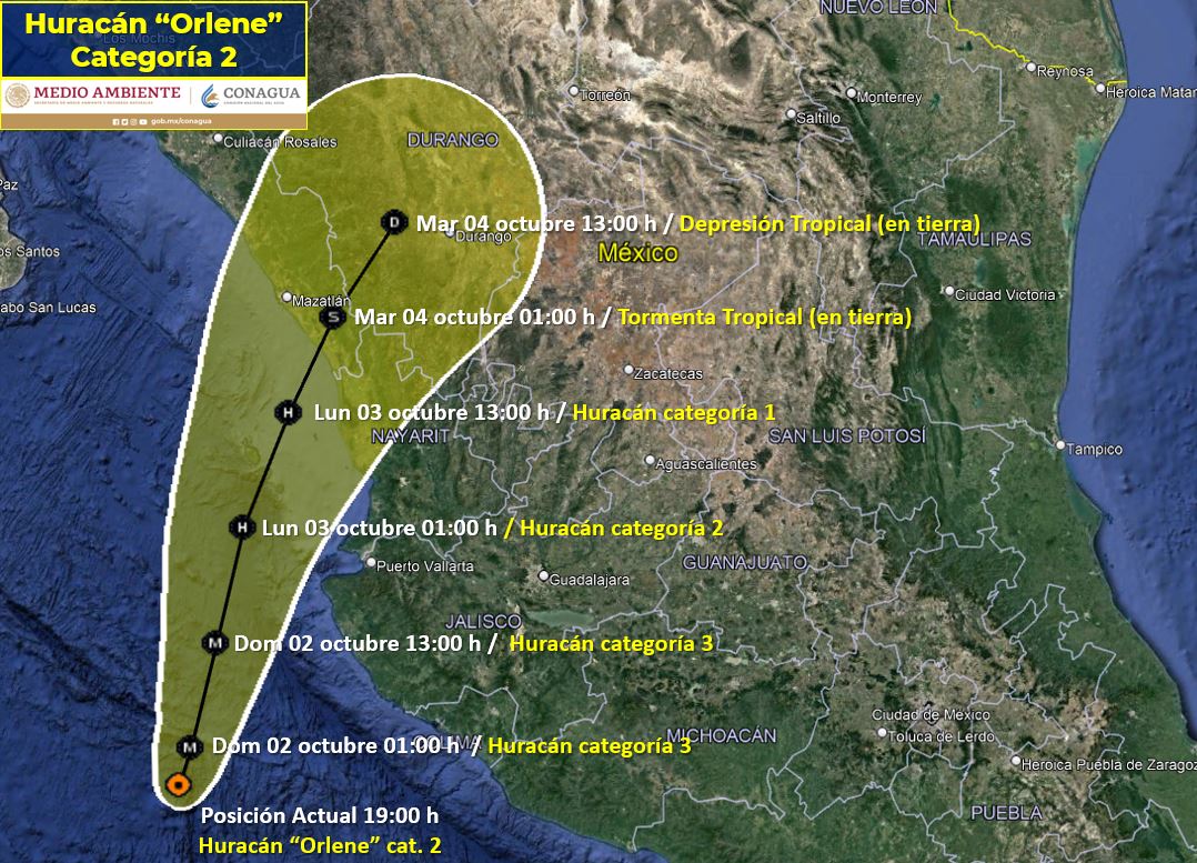 Huracán ´Ornele´ ya es categoría 2, se ubica frente a las costas de Jalisco
