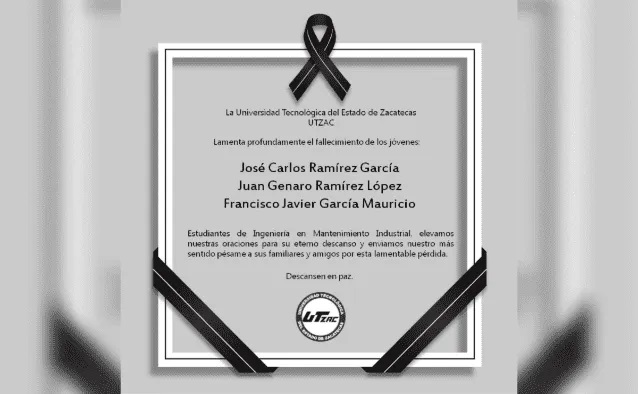 Triple asesinato: Tres estudiantes universitarios fueron sorprendidos a balazos en Guadalupe, Zacatecas