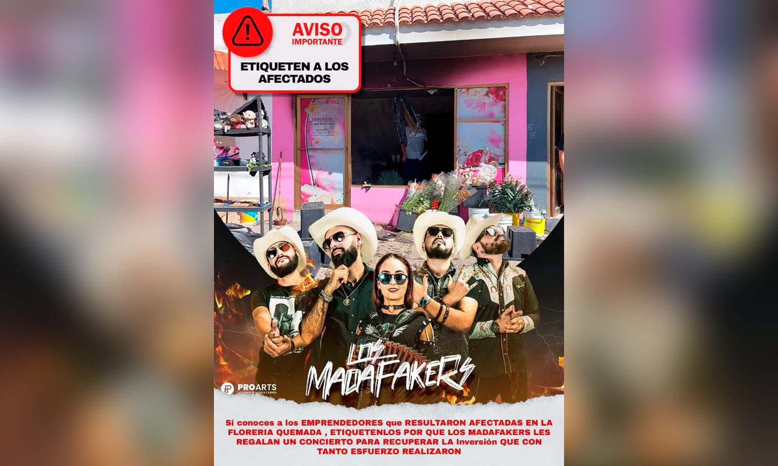 Los Madafakers regalan un concierto a los dueños de la florería incendiada, lo que se recabe será para ellos