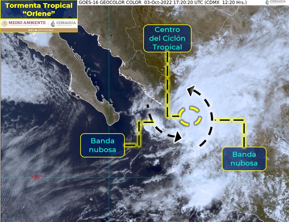 ‘Orlene’ ya es tormenta tropical; dejará lluvias intensas en municipios del sur de Sinaloa