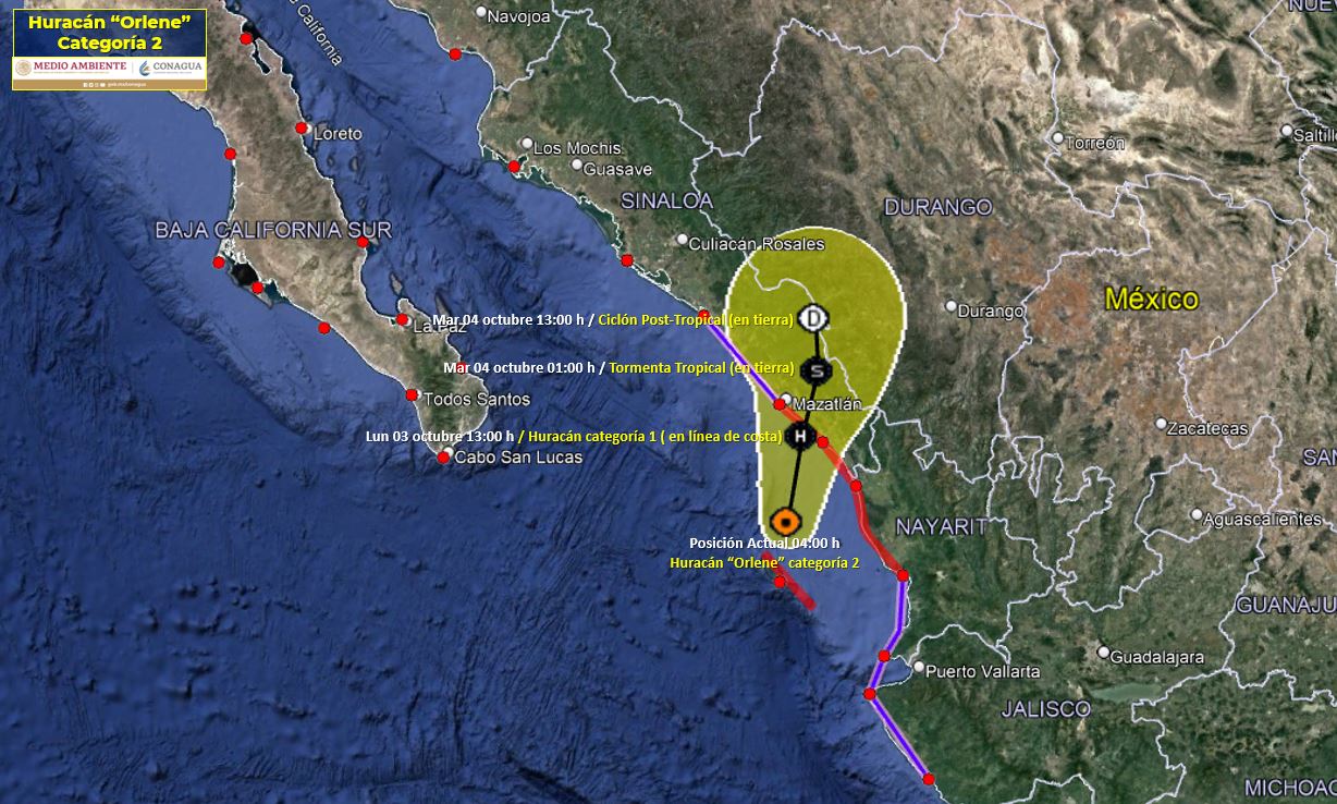 ‘Orlene’ continúa acercándose a tierras sinaloenses; estará impactando en las próximas horas al sur de la entidad