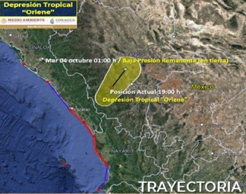 ‘Orlene’ se degrada a depresión tropical; se espera deje lluvias intensas en Sinaloa