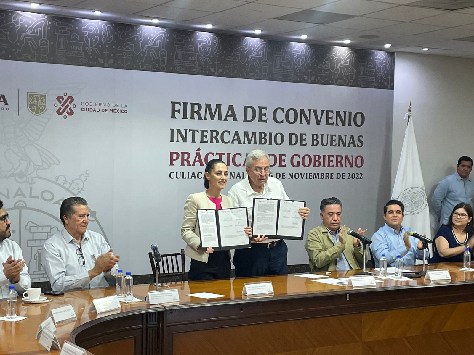 “Somos gobiernos afines a la 4T”, Rocha y Claudia Sheinbaum firman convenio de colaboración “Intercambio de Buenas Prácticas de Gobierno”