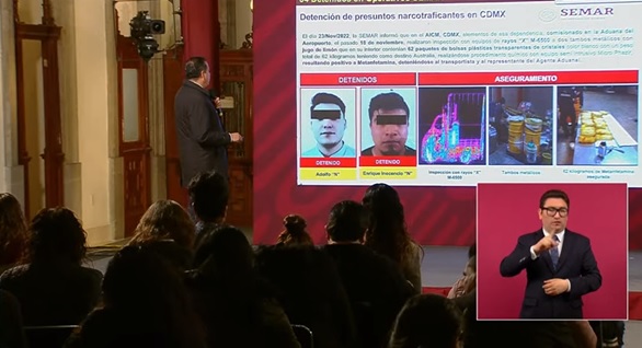 En jugo de limón, narcotraficantes pretendían enviar más de 60 kilos de metanfetamina a Australia: SSPC