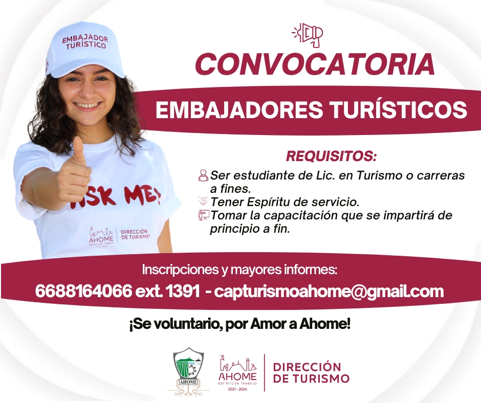 Convoca la Dirección de Turismo de Ahome a Embajadores Turísticos