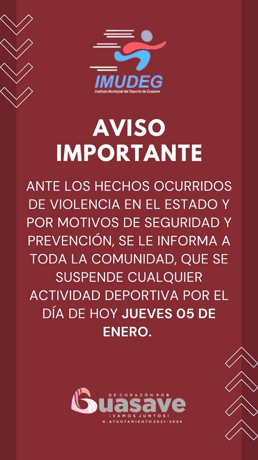 Suspenden actividades deportivas en Guasave ante violencia en Sinaloa