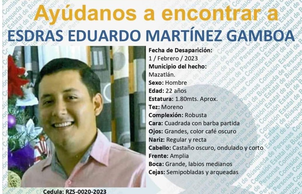 Buscan a joven mazatleco que desapareció el 1 de febrero