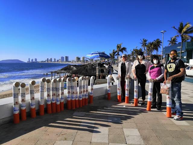 ¡Los ponen y se los roban! Colilleros de MazConCiencia son ‘desaparecidos’ del Malecón de Mazatlán