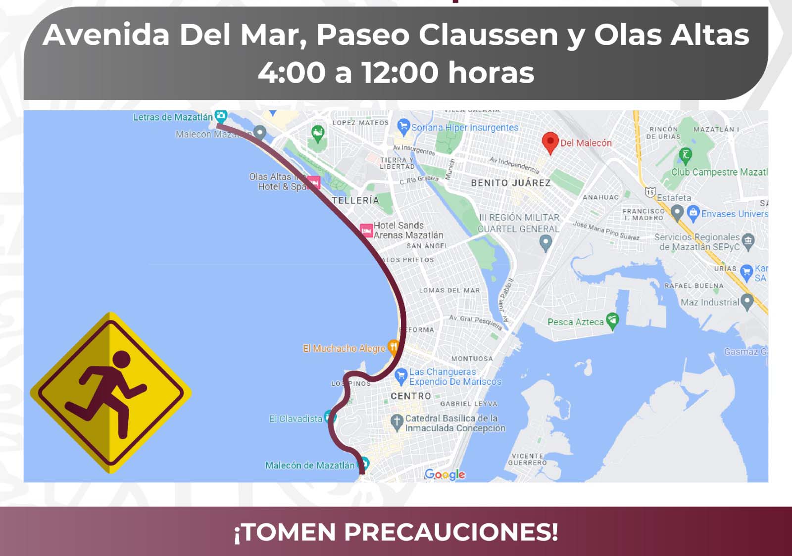 La zona costera de Mazatlán estará cerrada mañana por el Triatlón Astri Mazatlán 2023