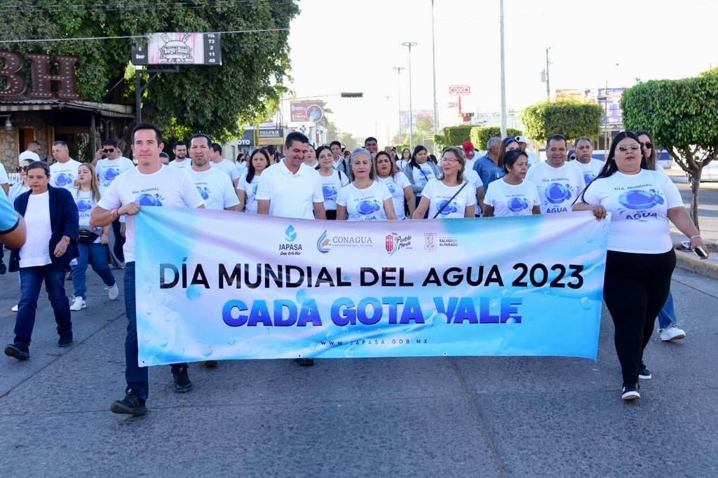 Marchan en Salvador Alvarado por el Día Mundial del Agua; alcalde advierte que se acerca la temporada de estiaje
