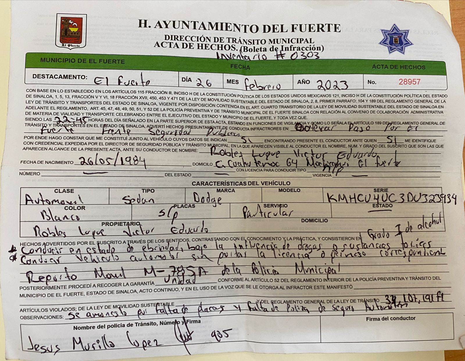 No se falseó información en la detención del exdirector del Uneme-Capa en El Fuerte, asegura jefe policiaco