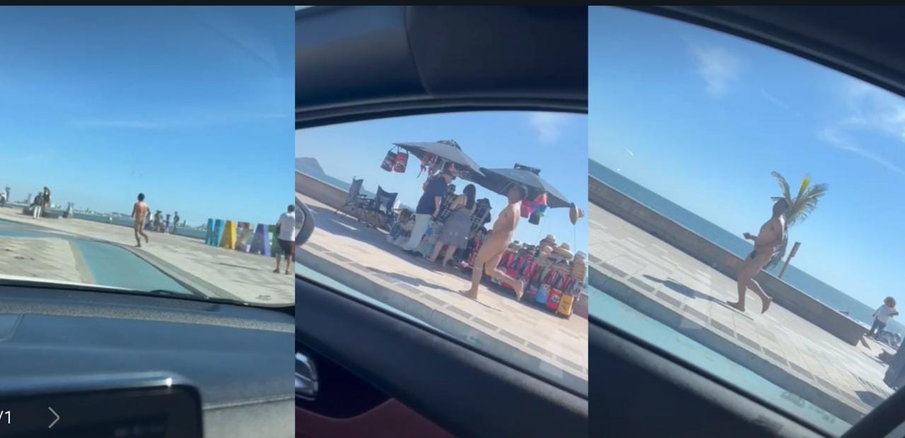 Hombre corrió desnudo por el malecón de Mazatlán porque una mujer se lo pidió
