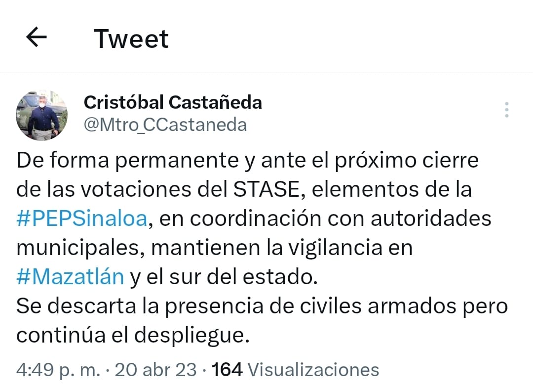 Descarta Castañeda Camarillo presencia de gente armada en elecciones del Stase en Mazatlán