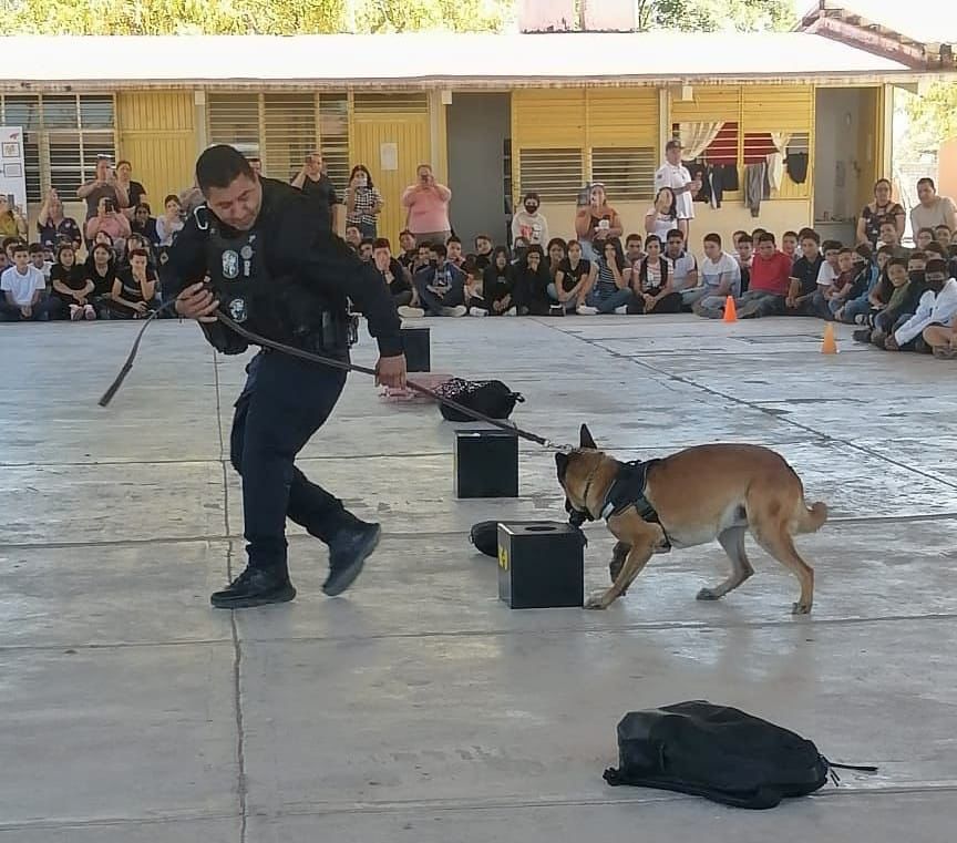 Con el apoyo de la Policía Canina llevan programas para prevenir el delito en comunidades de Angostura