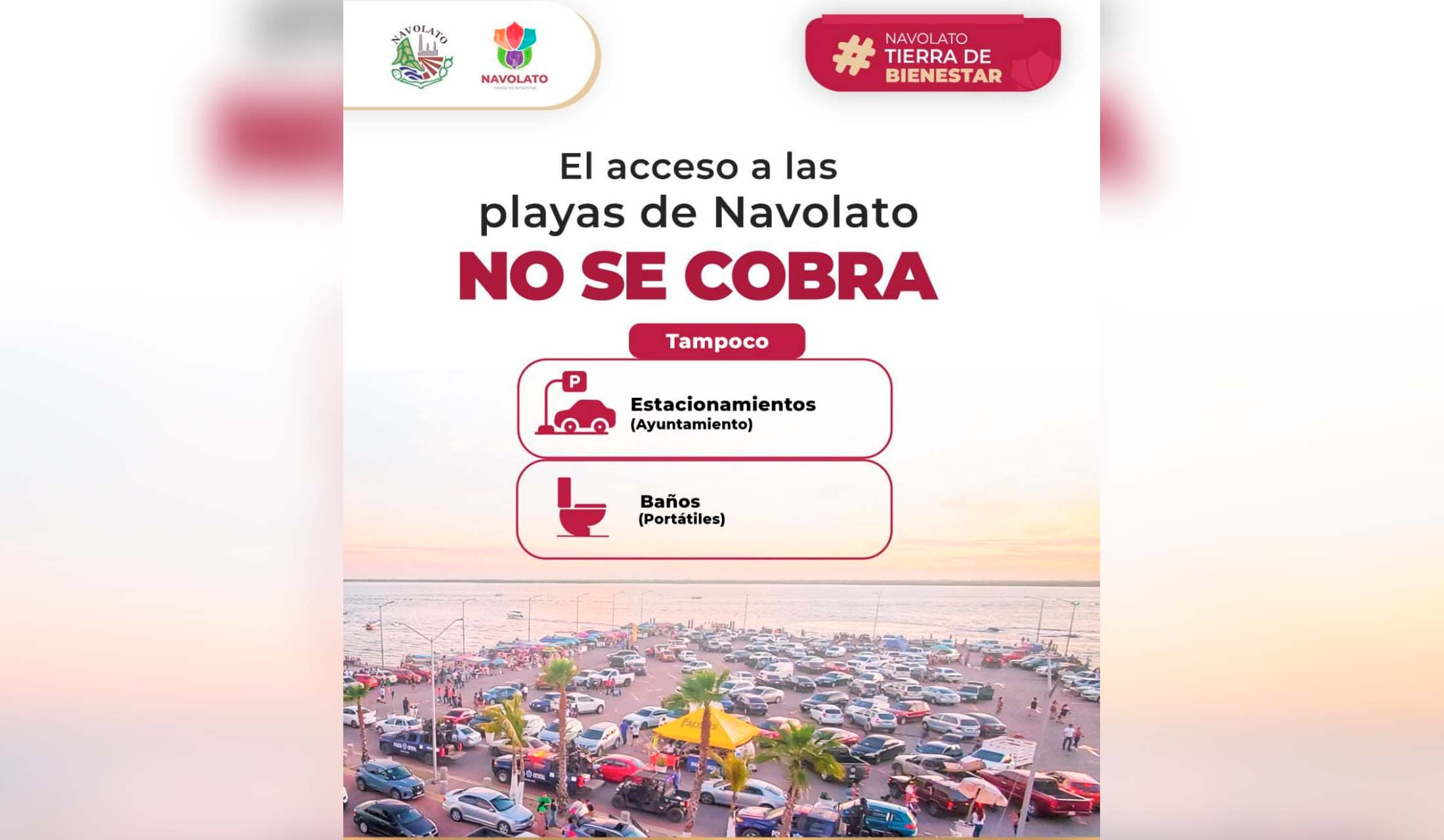 En las playas, estacionamientos y sanitarios de Navolato no se cobra, aseguran desde el Ayuntamiento