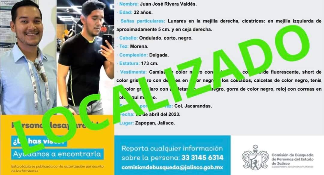 Localizan con vida al mazatleco Juan José Rivera, en Guadalajara