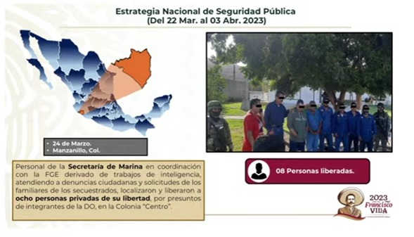 Marina y FGE logran liberación de 8 personas secuestradas en Manzanillo, Colima
