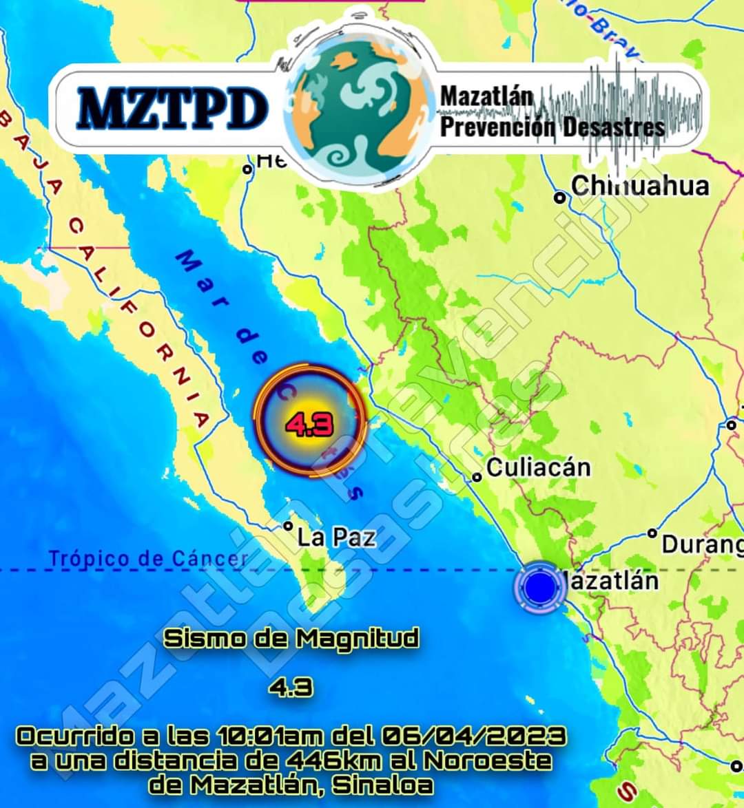 Registra Mazatlán sismo de 4.3; no representa amenaza