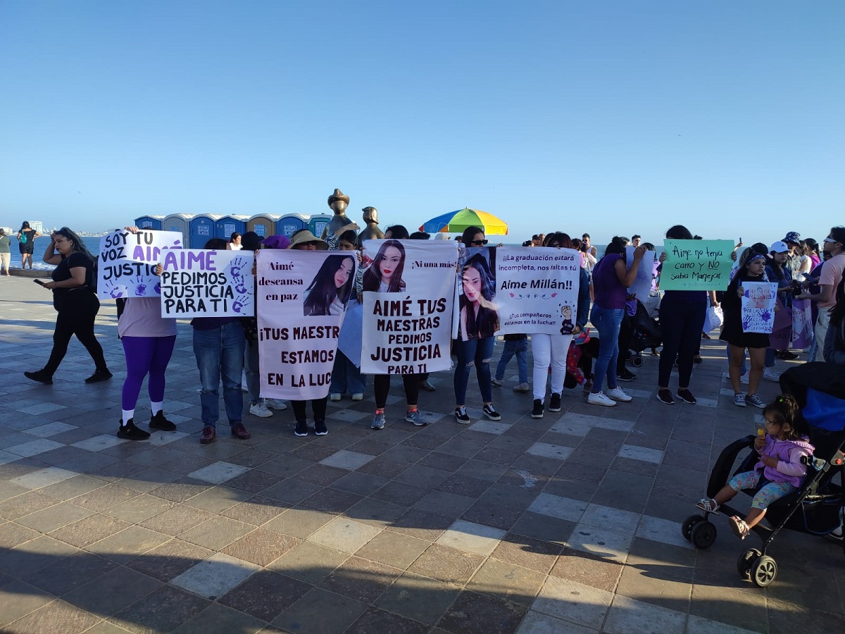 Exigen #JusticiaparaAimé en Mazatlán, la manifestación se realiza pese a avisos previos de que se cancelaría