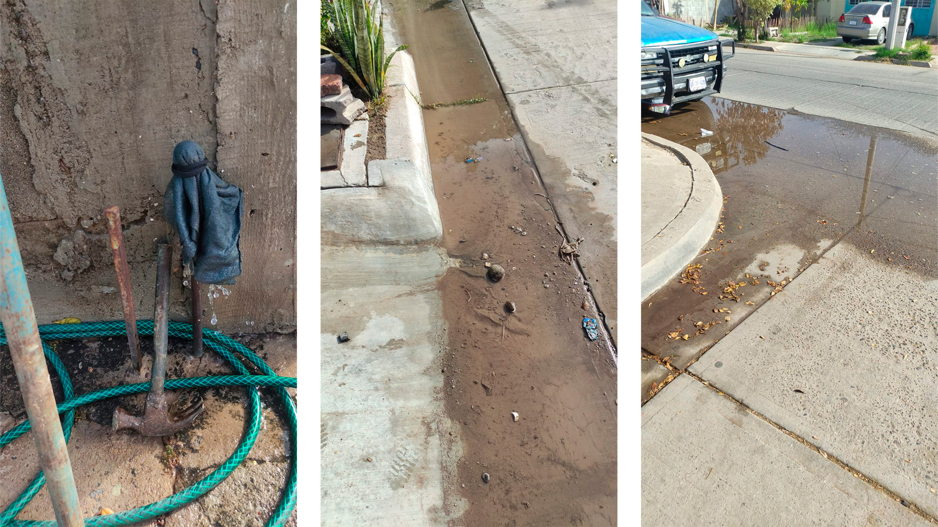 Una fuente de agua amaneció en fraccionamiento Los Ángeles, tras el robo de medidores de agua potable
