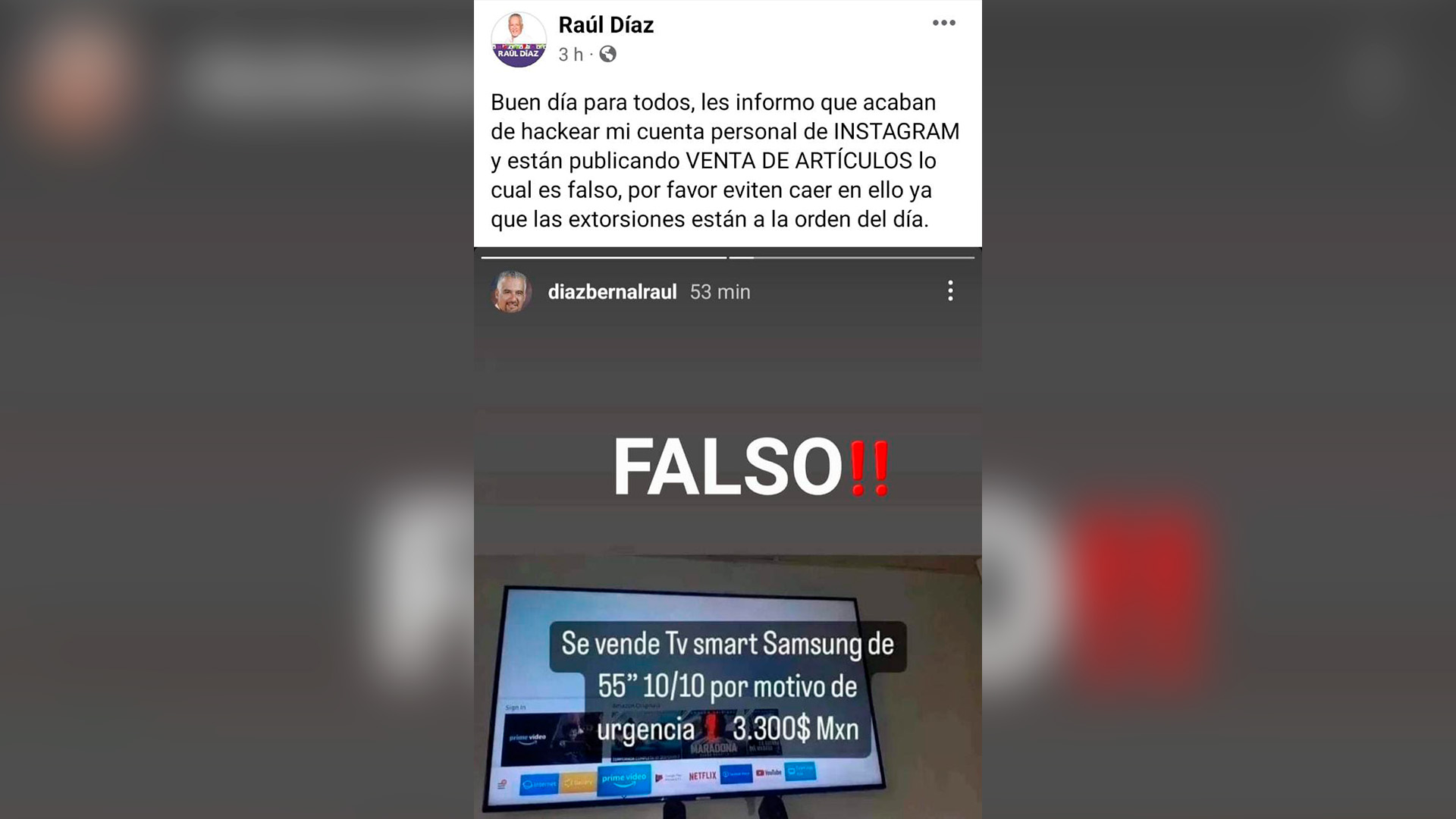 Hackean Instagram de alcalde de Concordia, ahora es tianguis virtual
