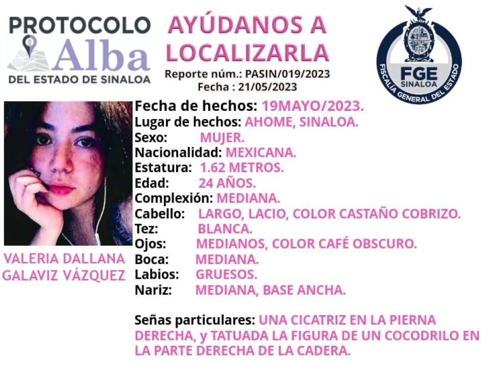 Se activa protocolo Alba para localizar a Valeria Dallana desaparecida en Los Mochis