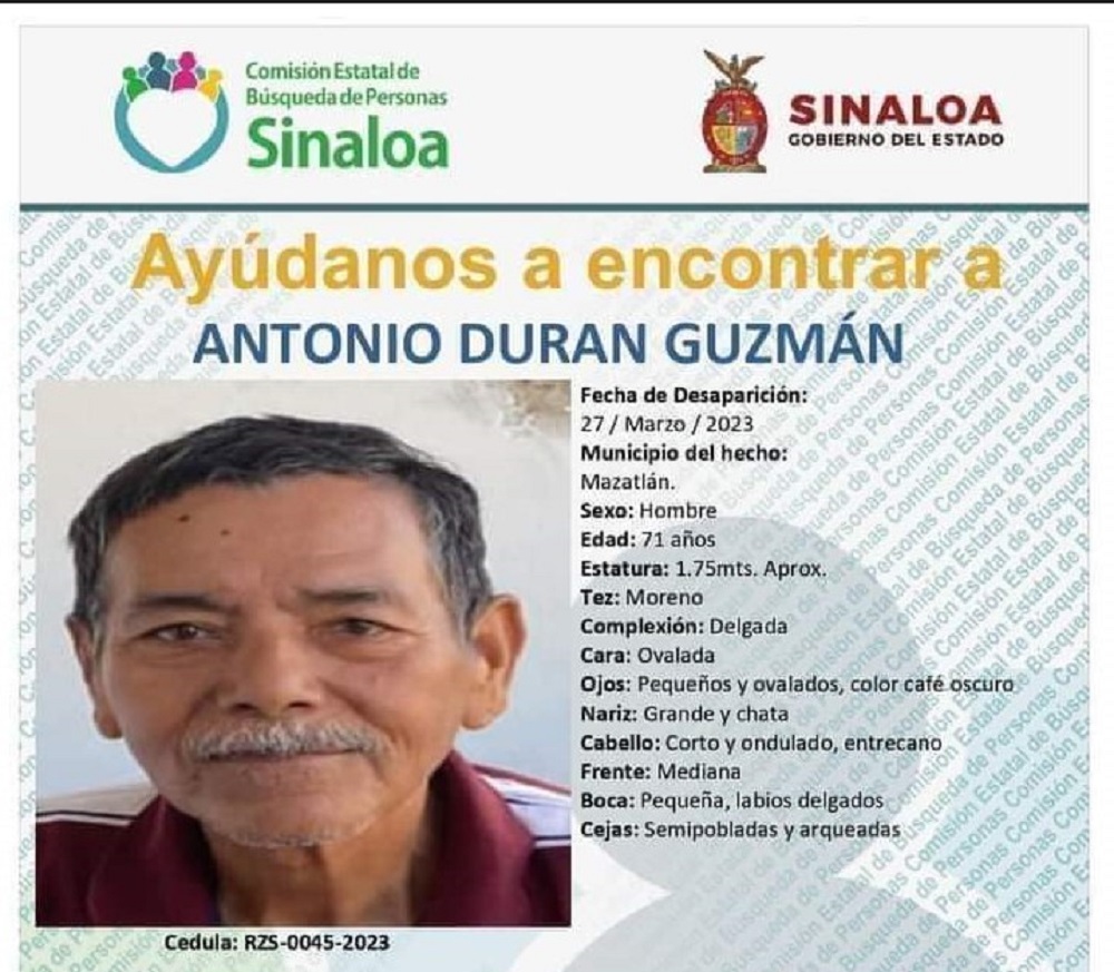 Aparece sin vida don Antonio en Mazatlán, tenía casi dos meses desaparecido