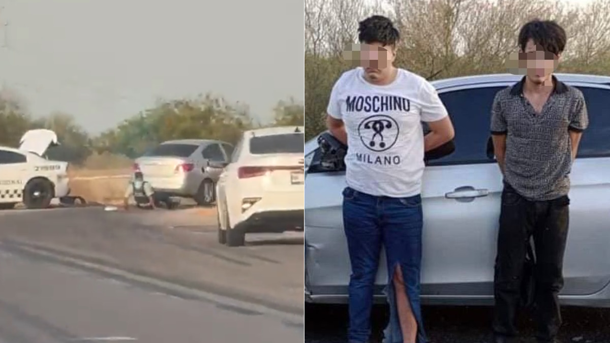 Video: Jóvenes en automóvil embisten a agente de la Guardia Nacional, durante persecución, en Sonora