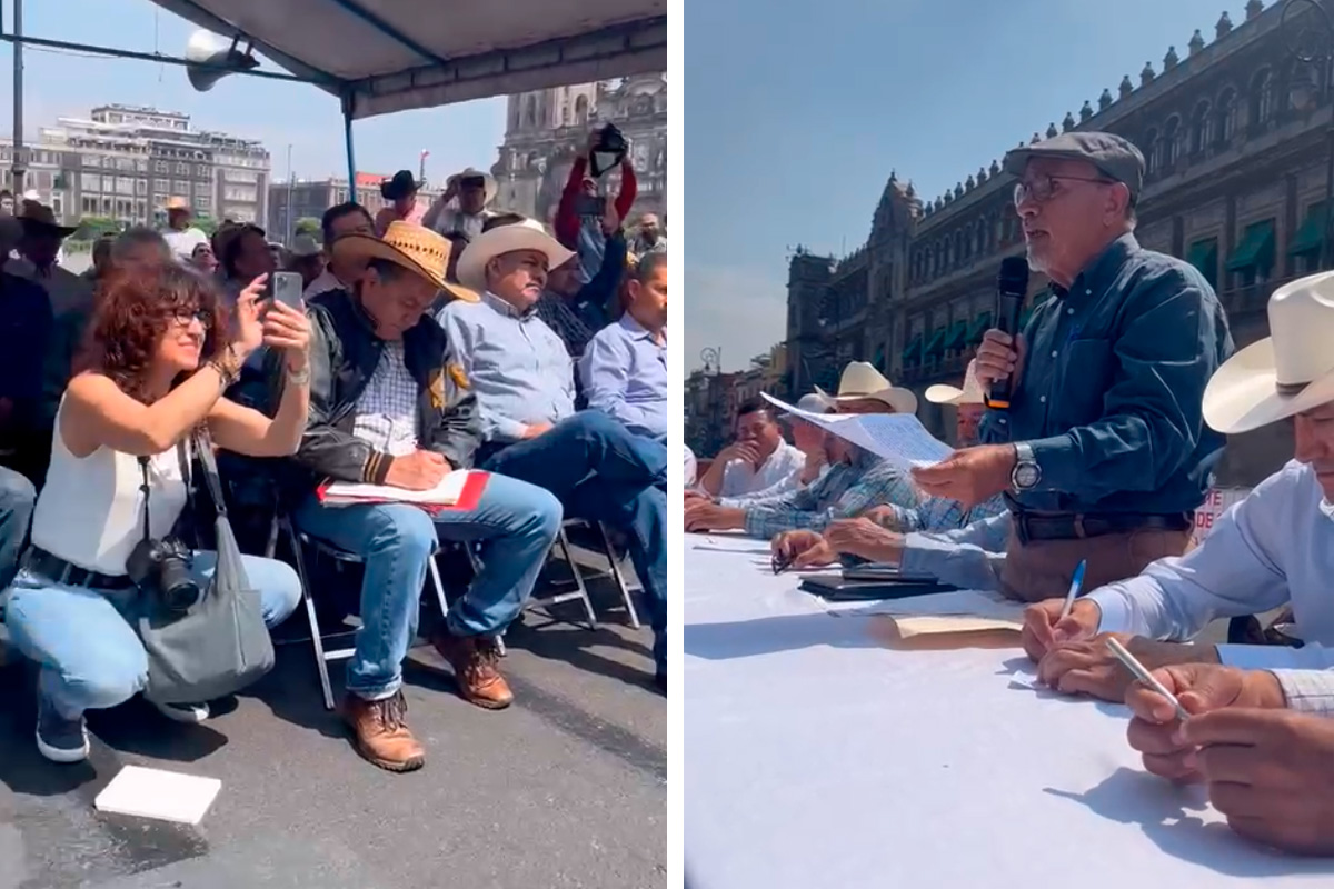 Productores cumplen su advertencia y hacen su “mañanera agropecuaria” afuera de Palacio Nacional