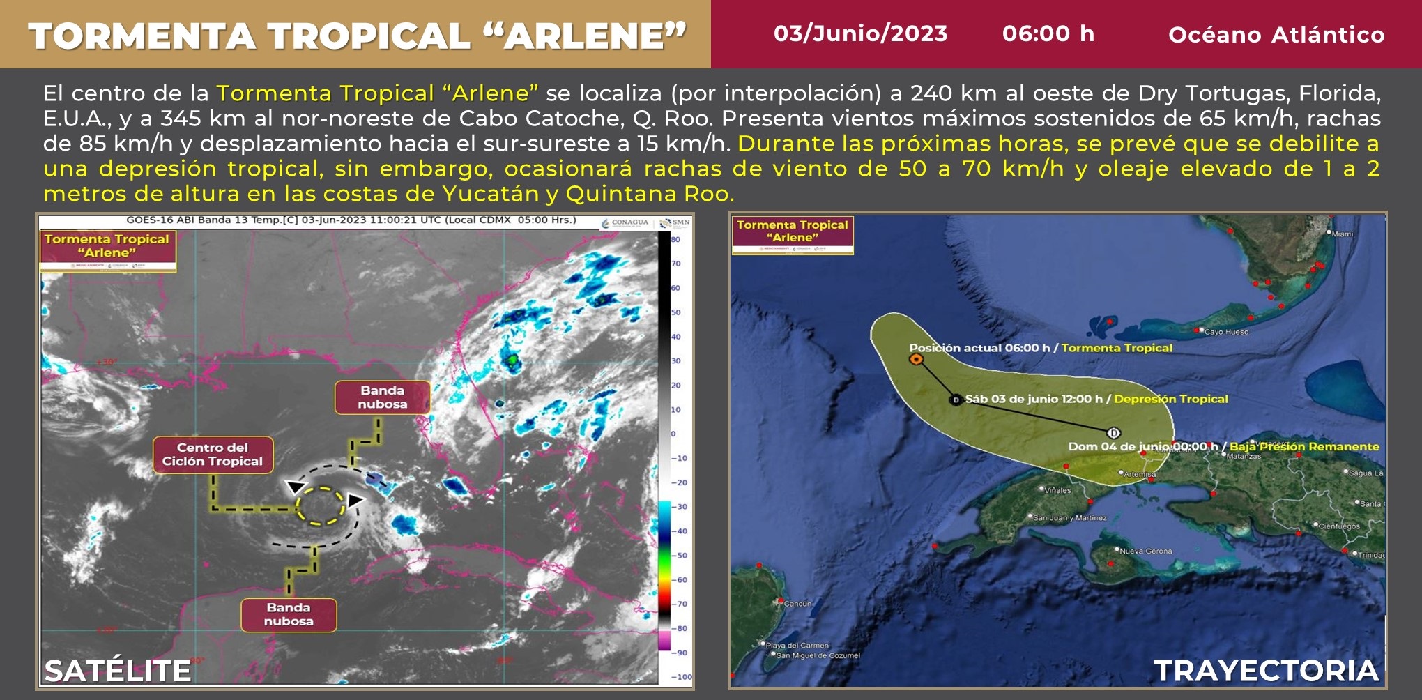 Se espera que tormenta ‘Arlene’ se debilite a depresión tropical este sábado; así el clima para hoy