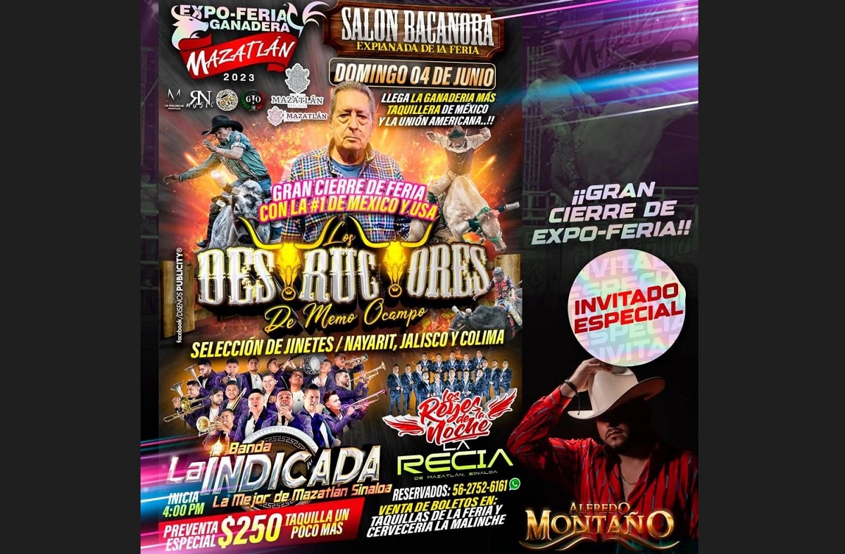 Cerrará Expo Ganadera Mazatlán 2023 con broche de oro, llega show de Los Destructores este domingo
